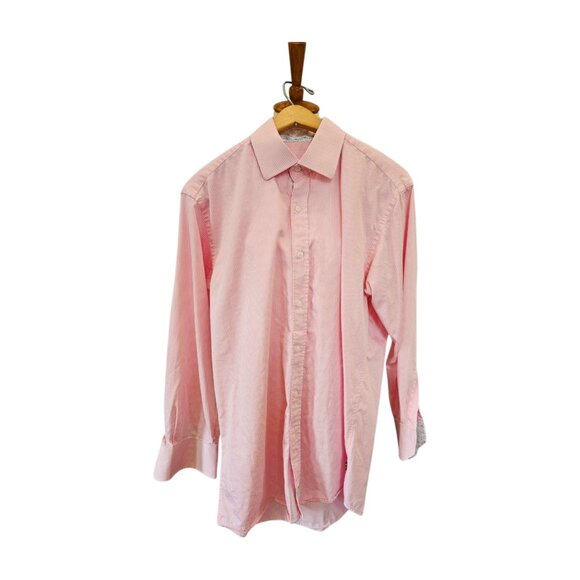 English Laundry men's pink pinstripe button down shirt, embroidery 15 1/… - Picture 1 of 8